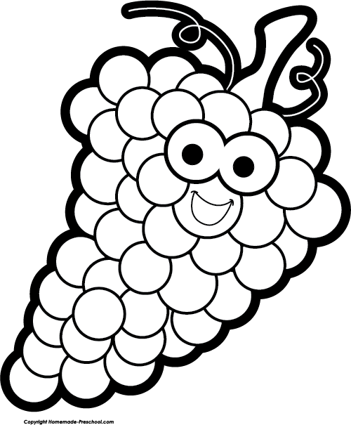 Black And White Grapes Clipart. Free Fruit Clipart - Ubas Black And White, Transparent background PNG HD thumbnail