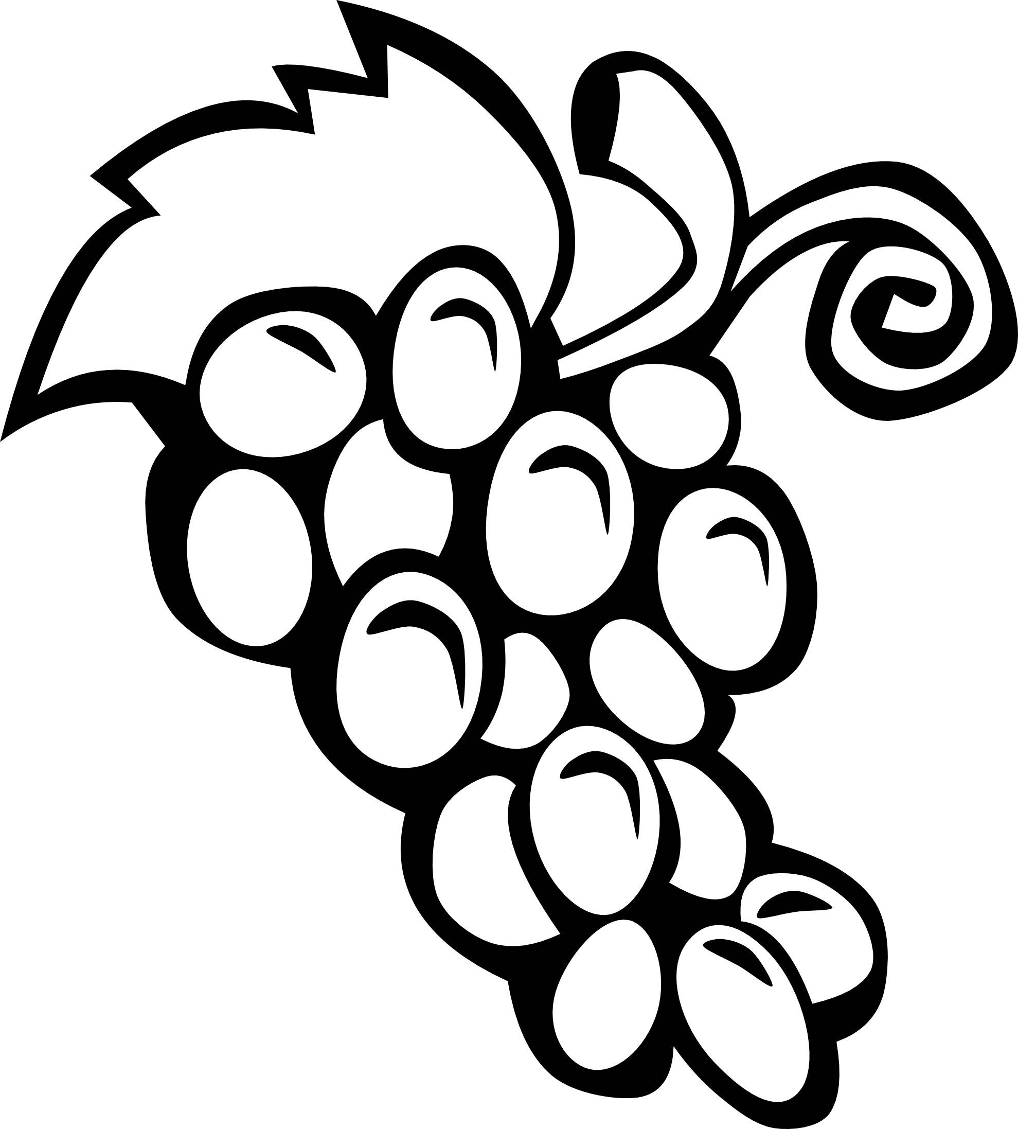 White Grapes Cliparts - Ubas Black And White, Transparent background PNG HD thumbnail