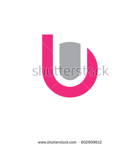 Initial Logo Bu, Ub, U Inside B Rounded Letter Negative Space Logo Pink Gray - Ubs Vector, Transparent background PNG HD thumbnail