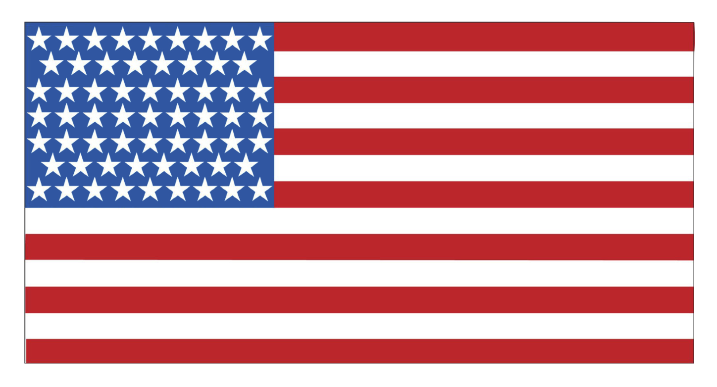 United states flag map outlin