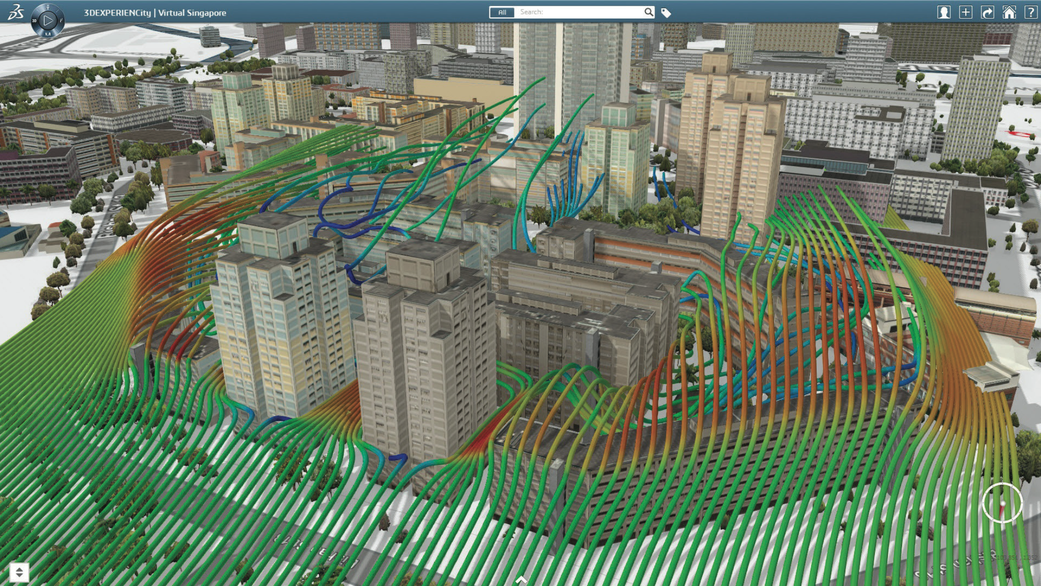 3Dexperiencity, Wind Simulation For Singapore City, Singapore. - Urban Settlement, Transparent background PNG HD thumbnail