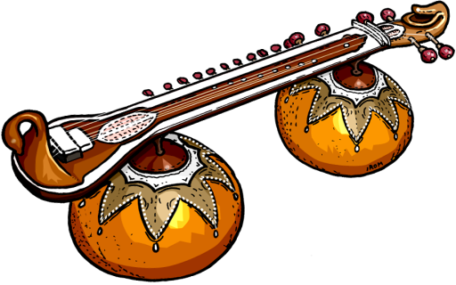 Indian Music Instruments Clipart - Veena, Transparent background PNG HD thumbnail