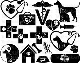 Vet Care Monogram Digital Cutting Files And Clipart Svg Jpg Png Eps Personal Commercial Use Instant - Vet Black And White, Transparent background PNG HD thumbnail