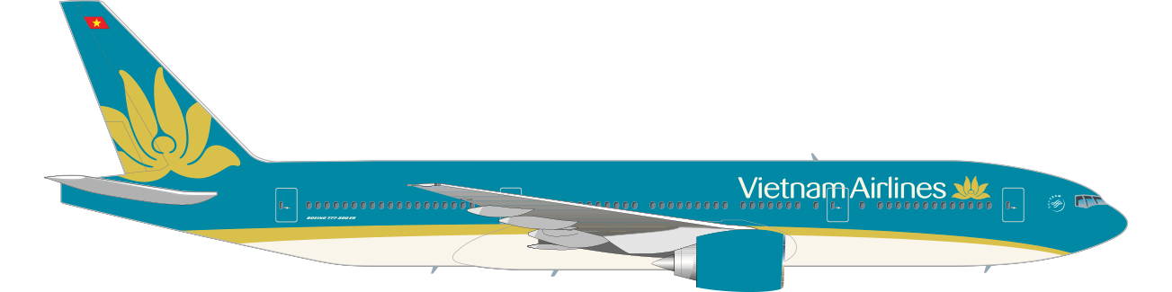 Boeing 777 200Er - Vietnam Airlines, Transparent background PNG HD thumbnail