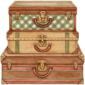 Vintage Luggage: Stack of thr