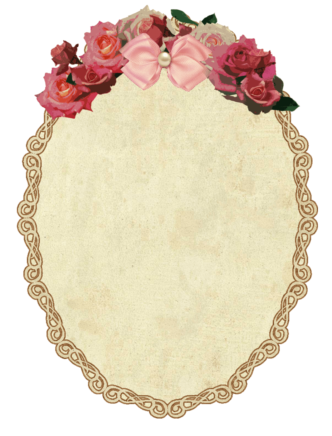Vintage Oval Frame With Flowers - Vintage Oval Frame, Transparent background PNG HD thumbnail