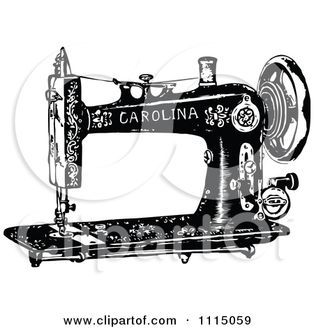 Clipart Vintage Black And White Antique Sewing Machine 2   Royalty . - Vintage Sewing Machine, Transparent background PNG HD thumbnail