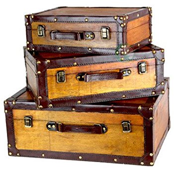 Vintiquewise(Tm) Old Vintage Suitcase/decorative Trunk, Set Of 3 - Vintage Suitcase, Transparent background PNG HD thumbnail