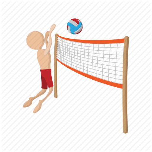 Ball, Cartoon, Playing, Silhouette, Sport, Volley, Volleyball Icon - Volleyball Ball And Net, Transparent background PNG HD thumbnail