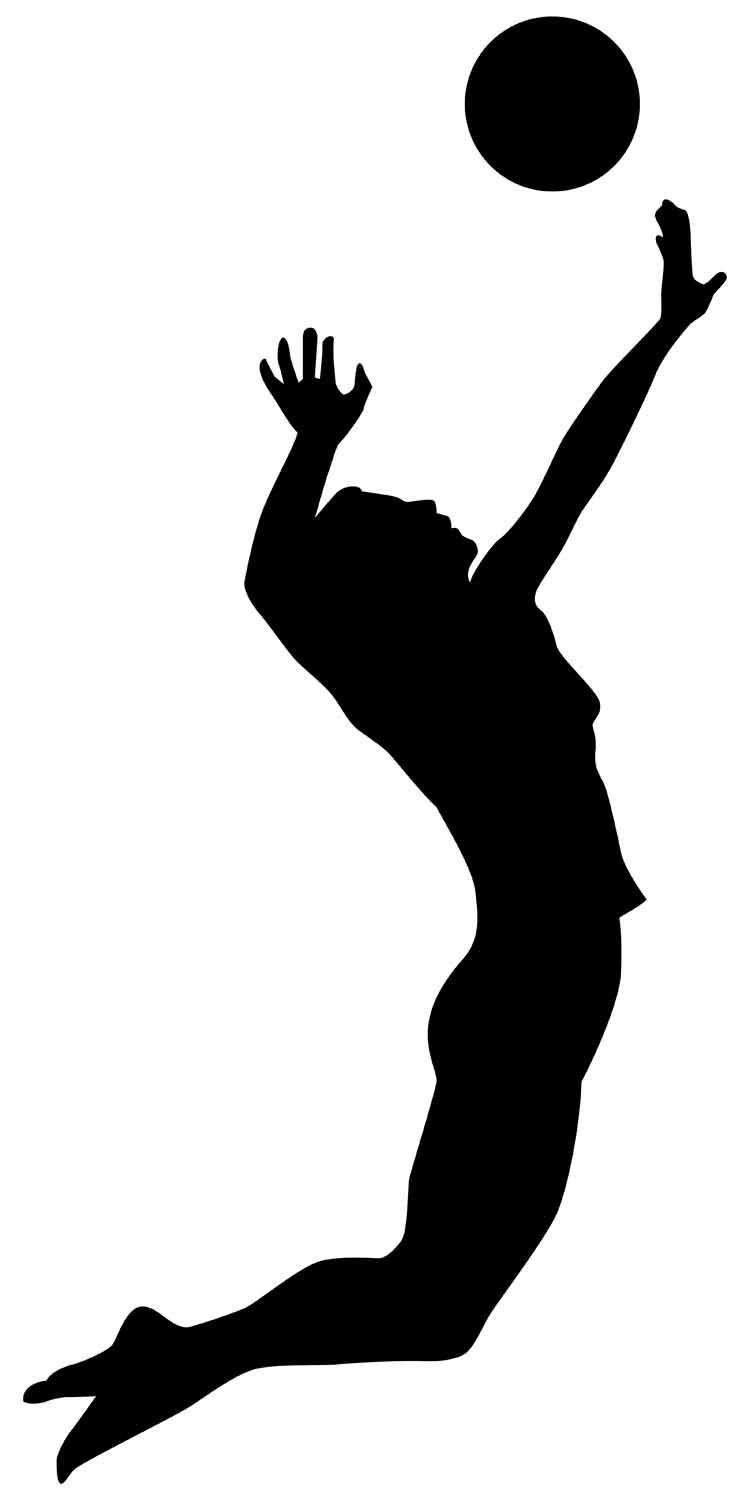 Volleyball Player Spike Silhouette - Volleyball Hit, Transparent background PNG HD thumbnail