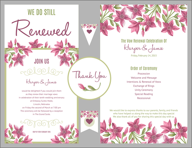 Favs Purple Green Floral Vow Renewal Invitation S - Vow Renewal, Transparent background PNG HD thumbnail