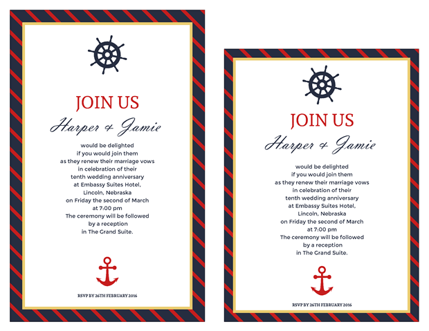 Invitation   Classic Nautical Vow Renewal Invitation - Vow Renewal, Transparent background PNG HD thumbnail