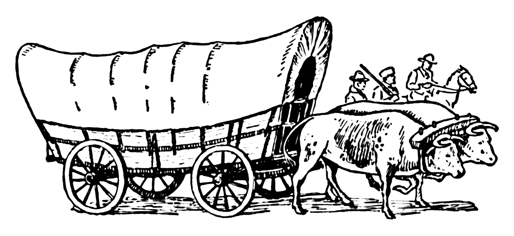 File:covered Wagon (Psf).png - Wagon Black And White, Transparent background PNG HD thumbnail