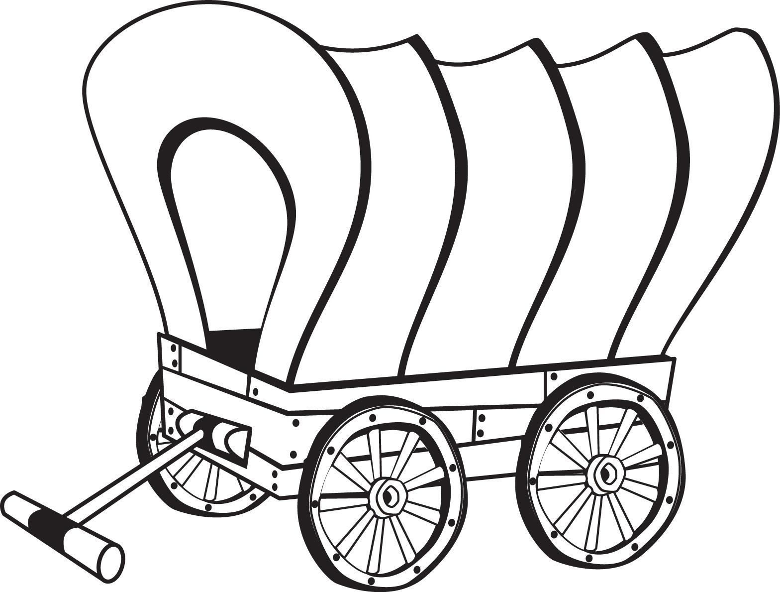 Pioneer Wagon Coloring Page, Pioneer Clip Art Black And White - Wagon Black And White, Transparent background PNG HD thumbnail