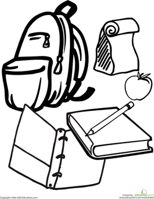 Color The School Supplies - Walk To School Black And White, Transparent background PNG HD thumbnail