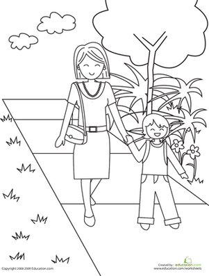 Walk To School PNG Black And White - Kindergarten Coloring 