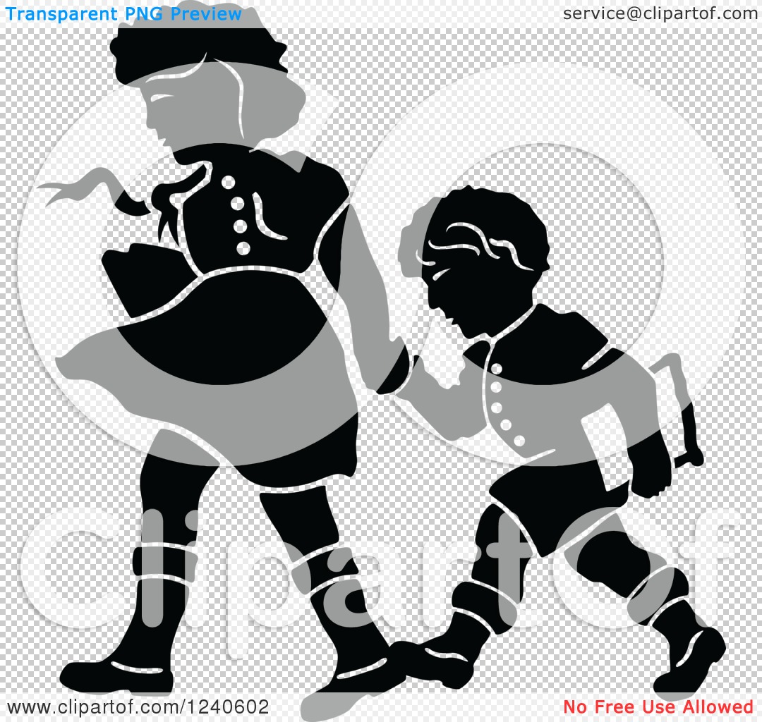 PNG file has a  , Walk To School PNG Black And White - Free PNG
