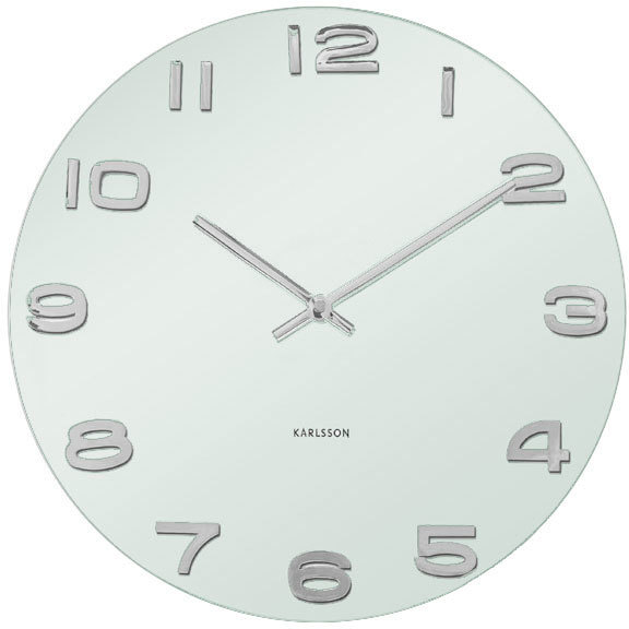 Karlsson Vintage Round Glass Wall Clock (White) Image 2 - Wall Clock Black And White, Transparent background PNG HD thumbnail