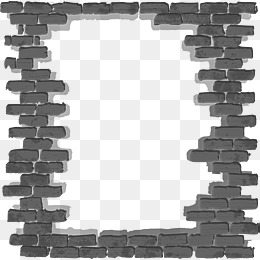 Black Simple Brick Wall Frame - Wall Black And White, Transparent background PNG HD thumbnail