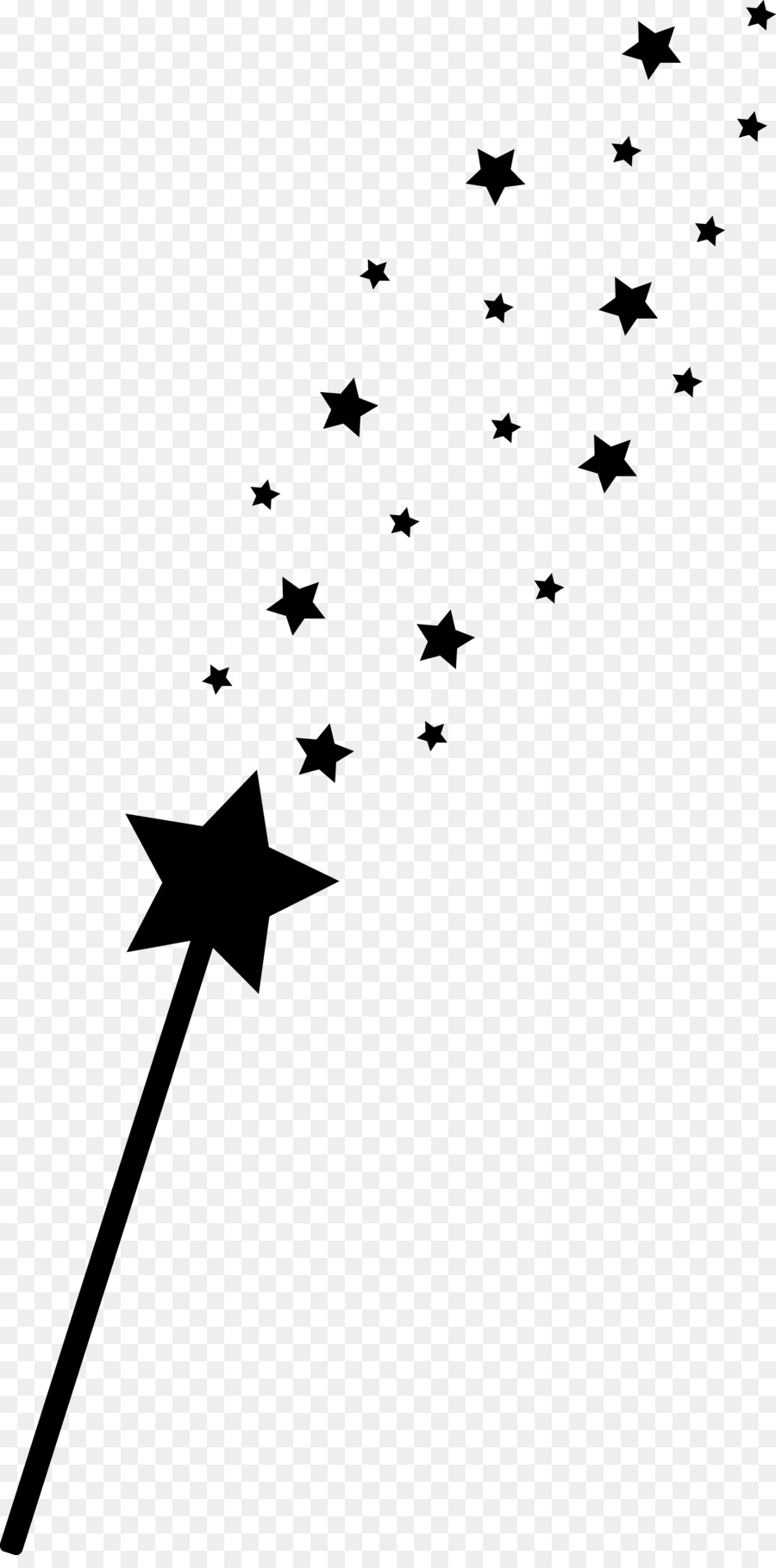 Wand Fairy Magic Clip Art   Stars Silhouette - Wand Black And White, Transparent background PNG HD thumbnail