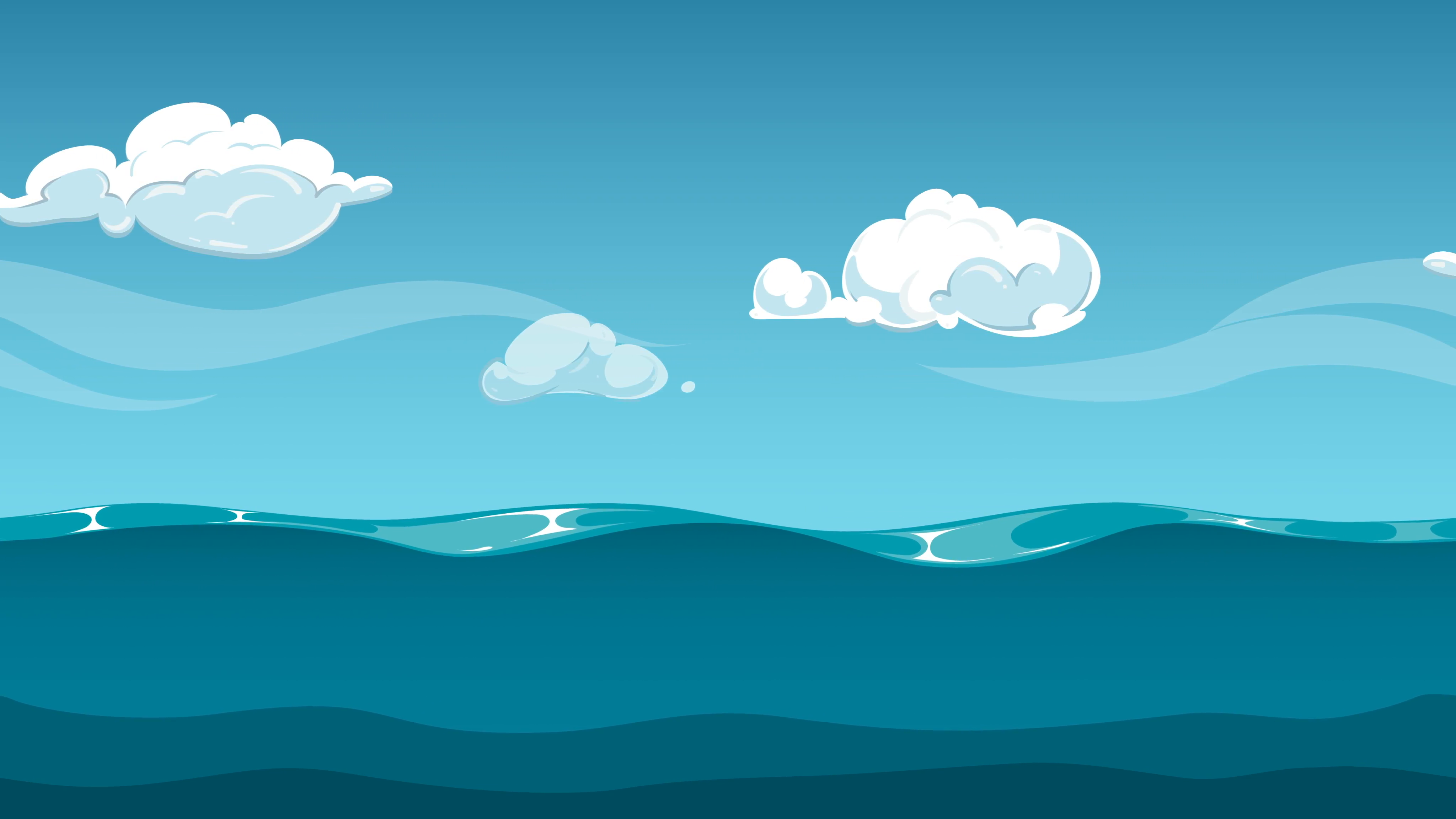 Ocean Or Sea Horizon Animated Background. Water Surface And Blue Sky With Clouds Motion Background   Videoblocks - Water And Sky, Transparent background PNG HD thumbnail
