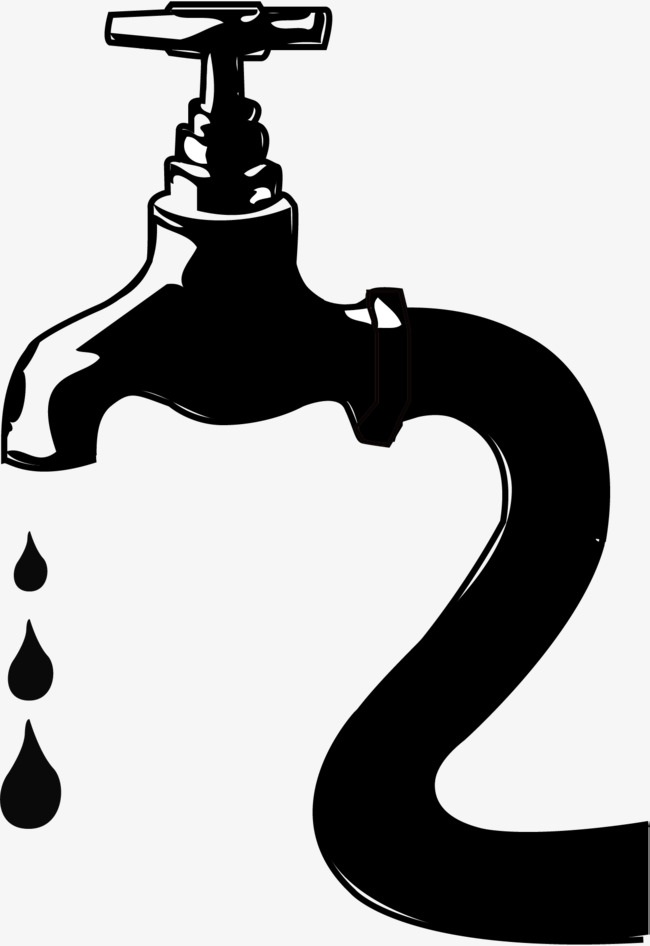 Black Faucet, Faucet, Water Droplets, Ink Png And Vector - Water Faucet Black And White, Transparent background PNG HD thumbnail