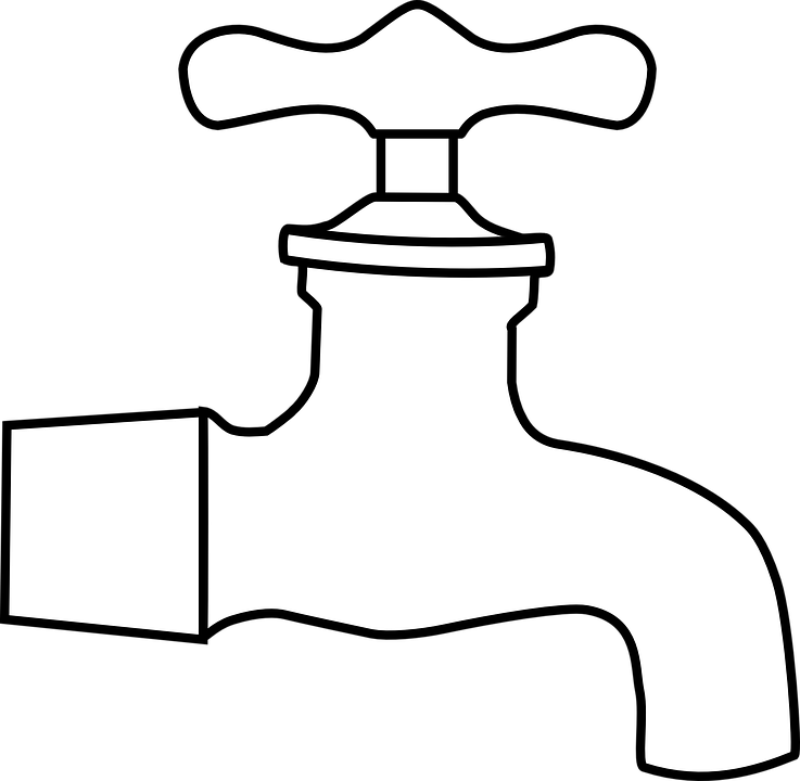 Faucet Tap Water Line Plumbing - Water Faucet Black And White, Transparent background PNG HD thumbnail