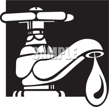 Royalty Free Clipart Image: Black And White Water Icon Faucet With A Drop Of Water - Water Faucet Black And White, Transparent background PNG HD thumbnail