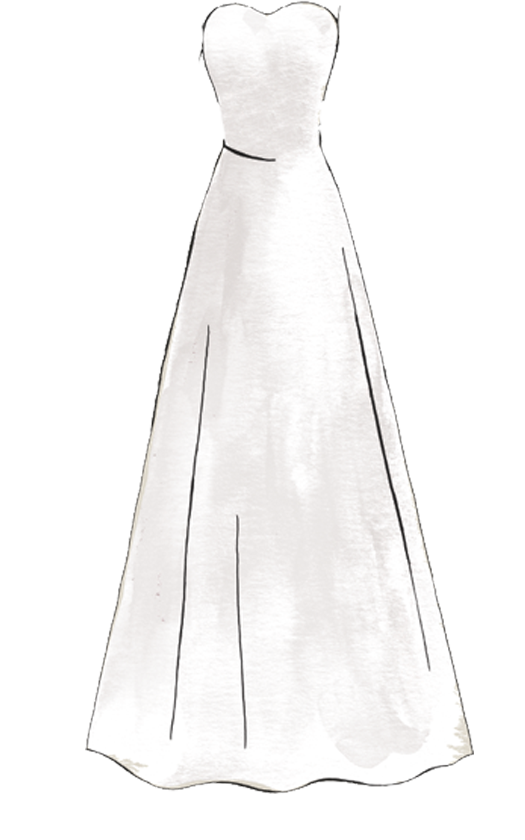A Line Silhouette Sketch - Wedding Dress And Tux, Transparent background PNG HD thumbnail