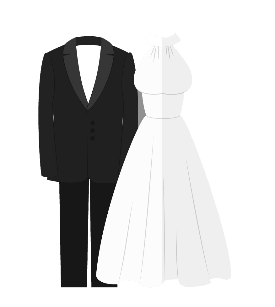Beauty And Salons; Bridal Attire Icon - Wedding Dress And Tux, Transparent background PNG HD thumbnail