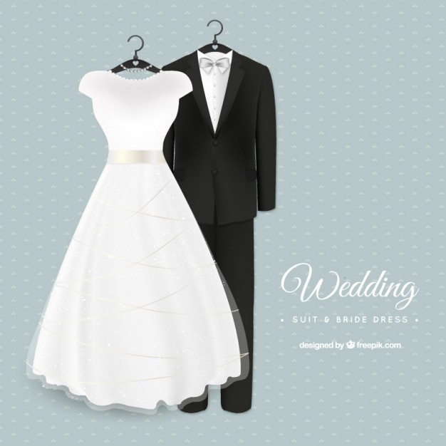 Glamorous Wedding Suit And Bride Dress - Wedding Dress And Tux, Transparent background PNG HD thumbnail