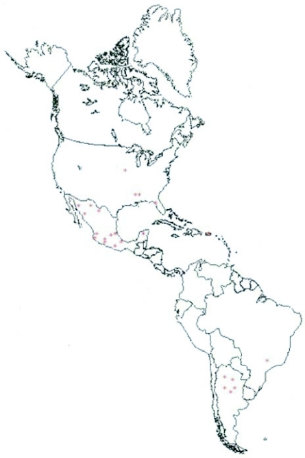 Map Of The Western Hemisphere, Red Asterisks Represent The Approximate Location Of A Collection. - Western Hemisphere, Transparent background PNG HD thumbnail