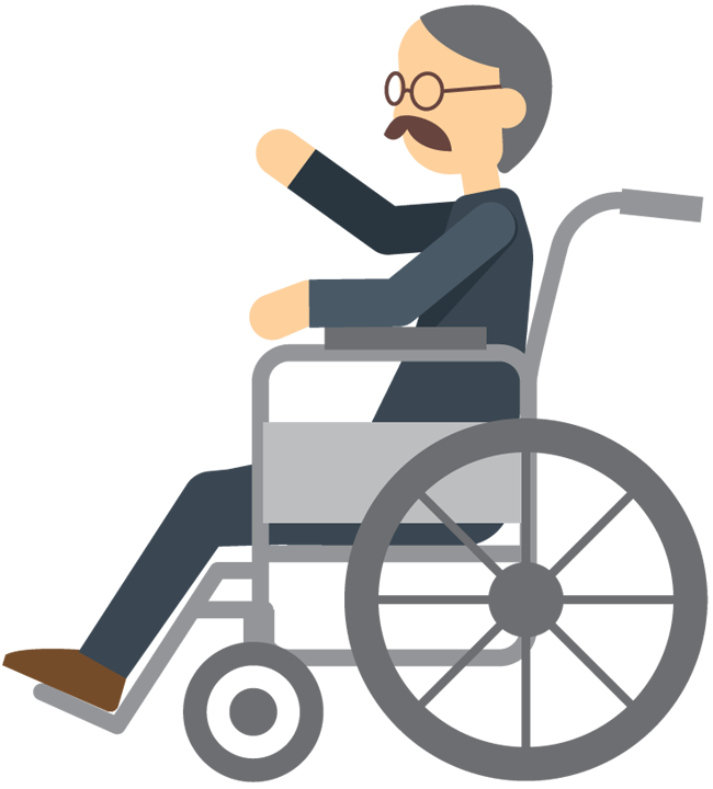 Cartoon Elderly Man Sitting In Wheelchair - Wheelchair Elderly, Transparent background PNG HD thumbnail