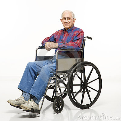 Cartoon elderly man sitting i