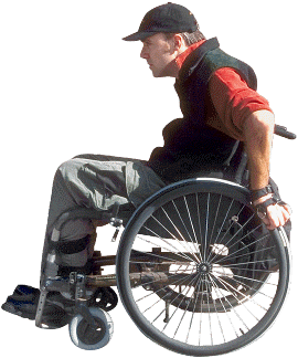 Silhouette of elderly wheelch