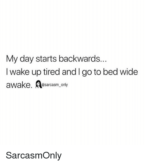 Funny, Memes, And Awake: My Day Starts Backwards. I Wake Up Tired - Wide Awake In Bed, Transparent background PNG HD thumbnail