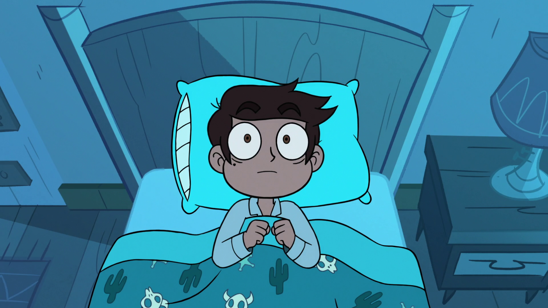 S3E22 Marco Diaz Lying Wide Awake In His Bed.png - Wide Awake In Bed, Transparent background PNG HD thumbnail