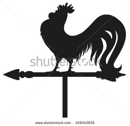 Rooster Weather Vane Silhouette. Isolated On White Vector Illustration - Wind Vane Black And White, Transparent background PNG HD thumbnail