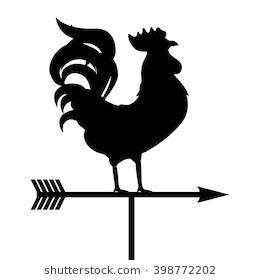 Vector Illustration Rooster Weather Vane. Black Silhouette Rooster, Cock. Weather Vane Symbol, - Wind Vane Black And White, Transparent background PNG HD thumbnail