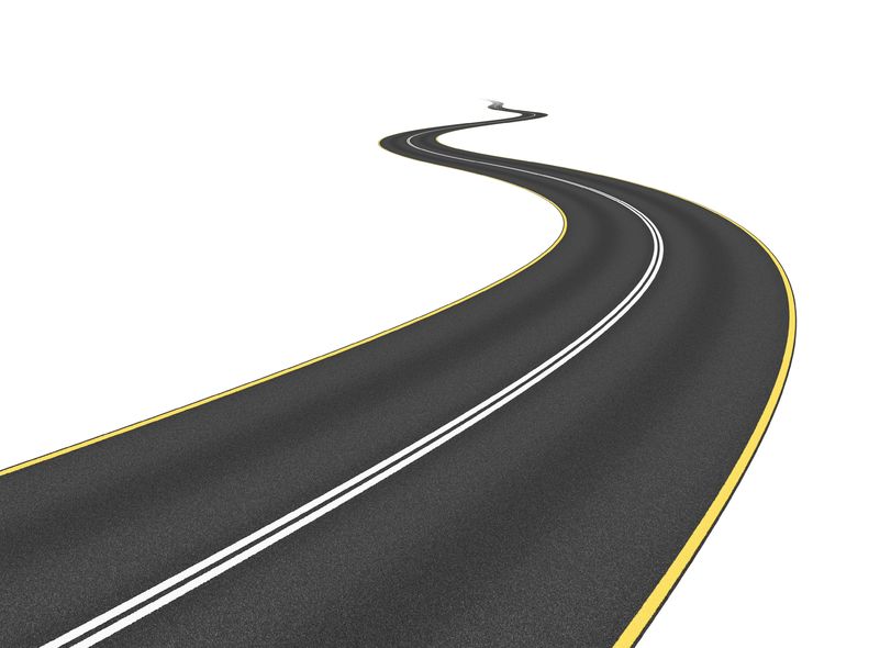 A Winding Black Highway On A White Background. - Winding Road, Transparent background PNG HD thumbnail