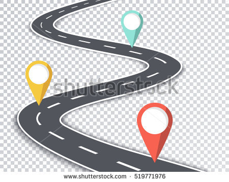 Winding Road Isolated Transparent Special Effect. Road Way Location Infographic Template With Pin Pointers. - Winding Road, Transparent background PNG HD thumbnail