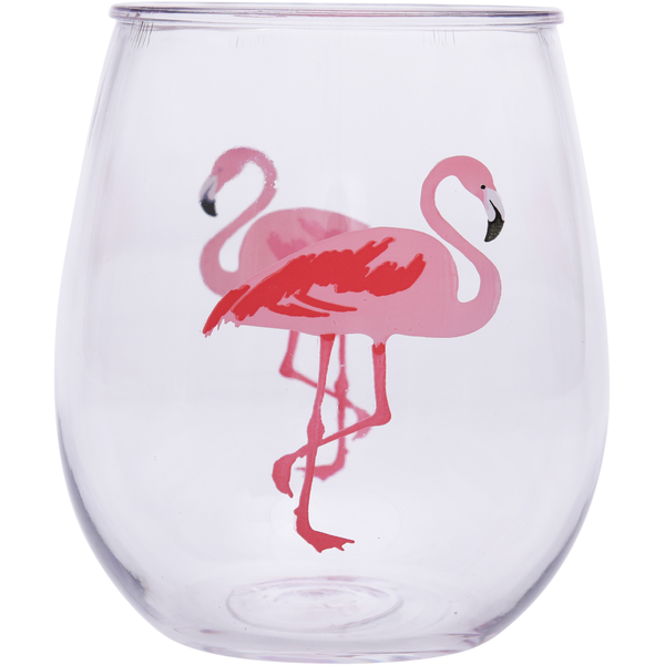 Hd Designs Outdoors Clear U0026 Pink Acrylic Flamingo Print Stemless Wine Glass - Wine Glass, Transparent background PNG HD thumbnail