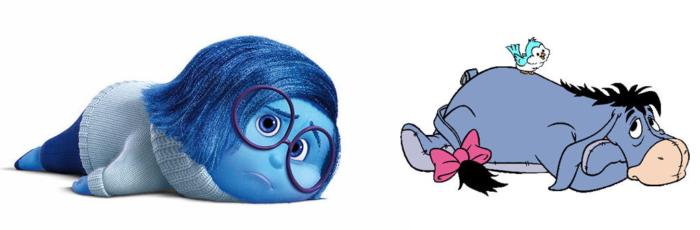 Sadness (Phyllis Smith) And Eeyore Are Both Frumpy And Blue, Sluggishly Sulking About Their Environments And Spreading Their Misery To Others. - Winnie The Pooh Eeyore, Transparent background PNG HD thumbnail
