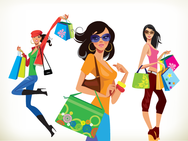 Women shopping vector, Pretty