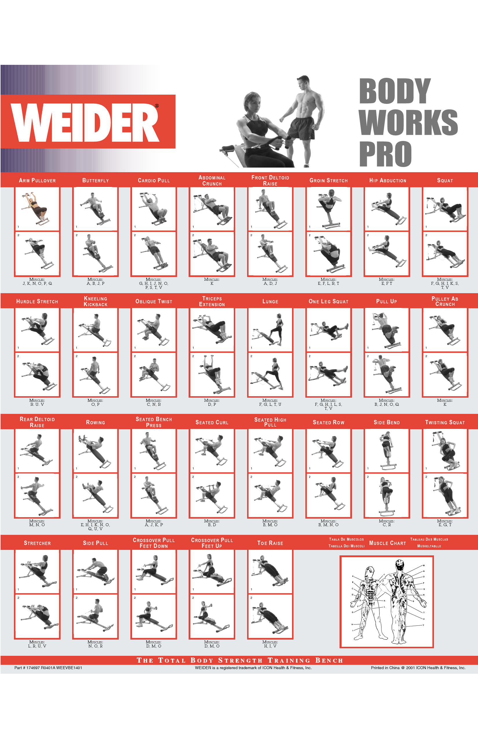 Gym Workout Hd Wall Chart Free Multi Gym Exercise Charts Total - Work Out, Transparent background PNG HD thumbnail