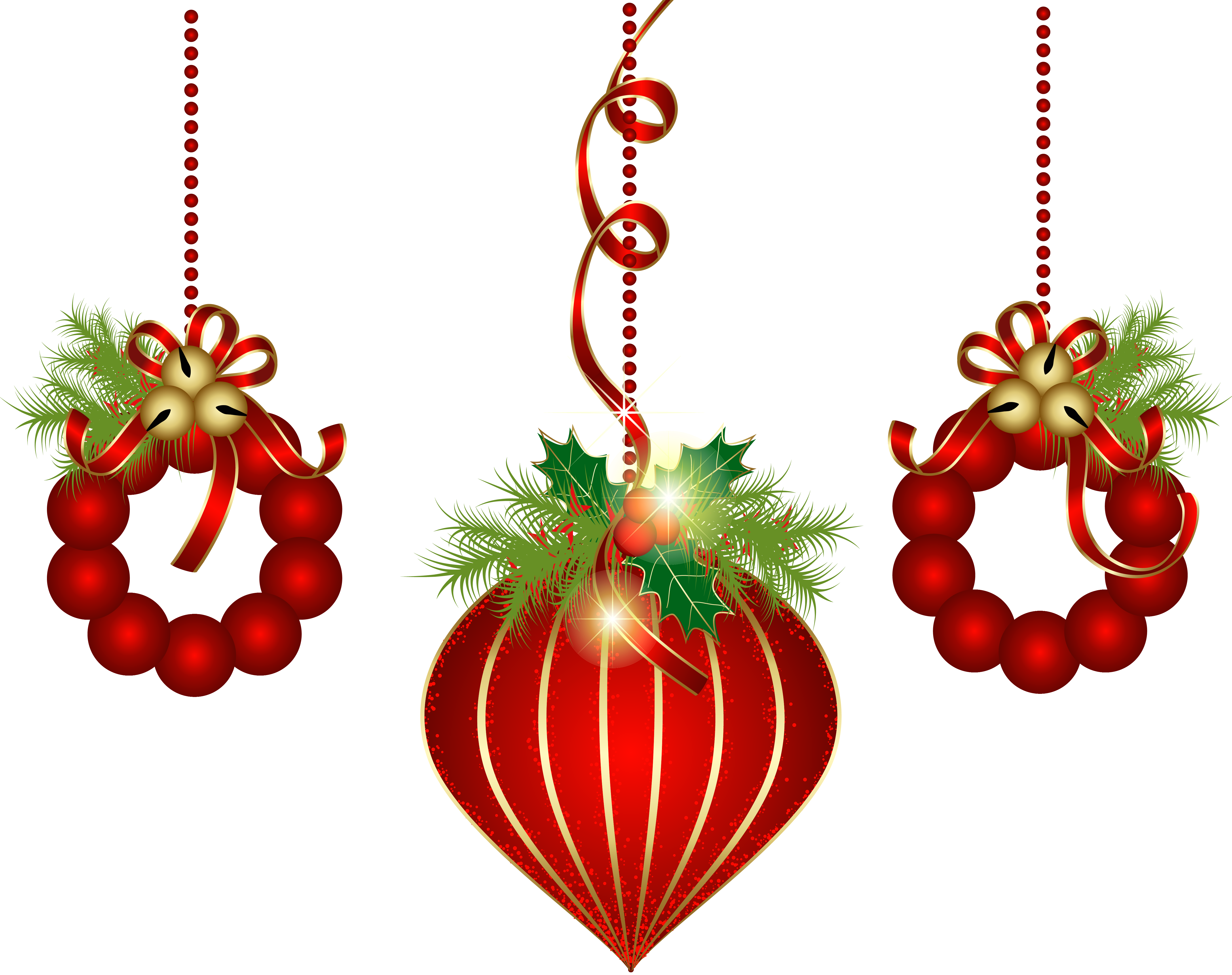 Transparent Red Christmas Ornaments Png Clipart - Xmas Images, Transparent background PNG HD thumbnail