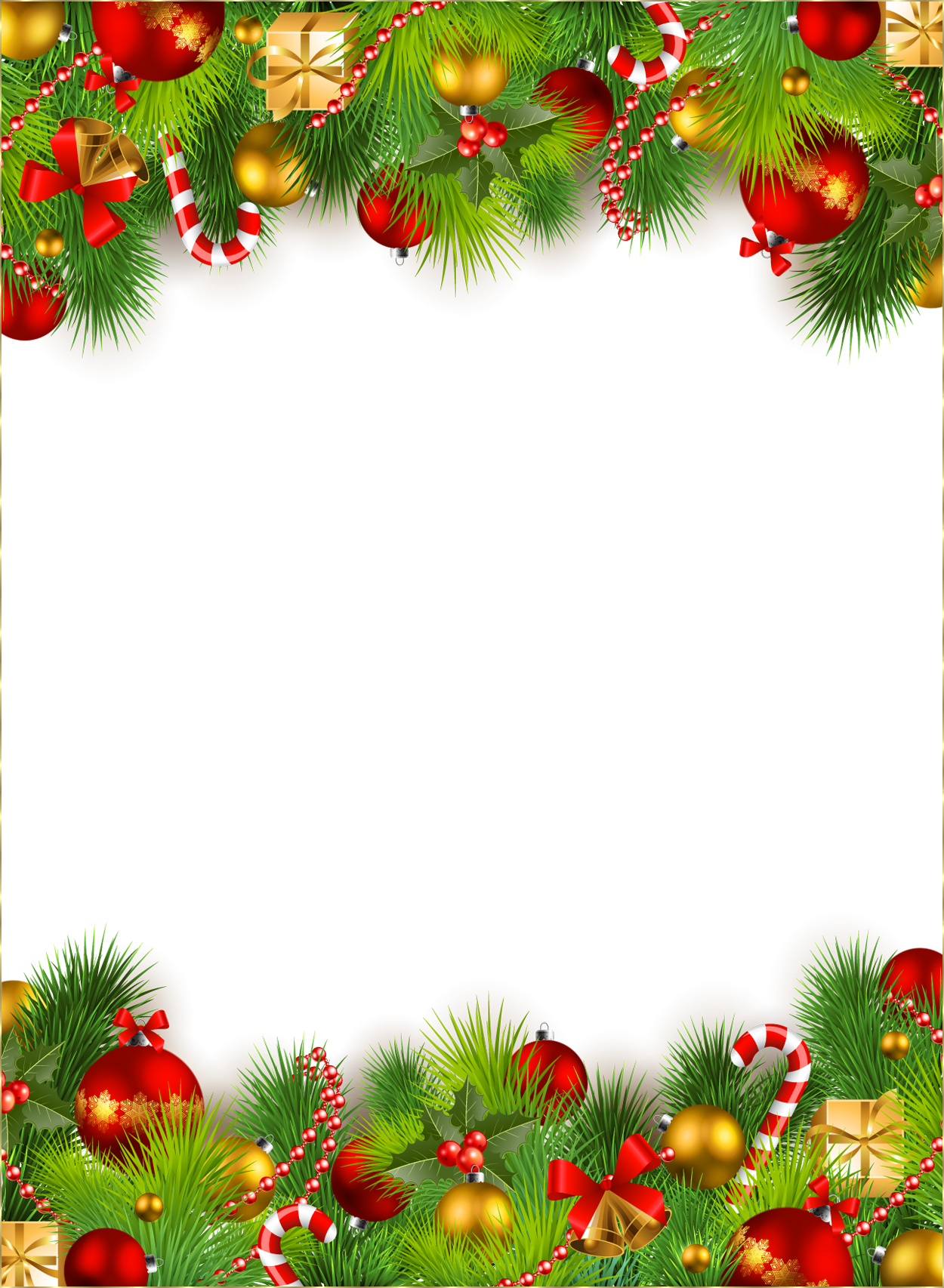 Cute Christmas Png Photo Frame With Christmas Ornaments - Xmas, Transparent background PNG HD thumbnail
