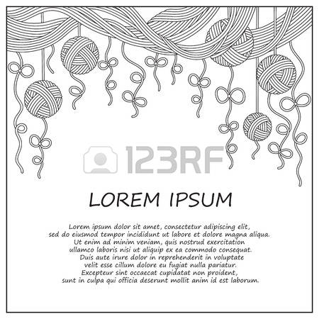 Hand Drawn Knit Frame. Hand Made Yarn Background. Vector Illustration With Clews. Can - Yarn Border, Transparent background PNG HD thumbnail