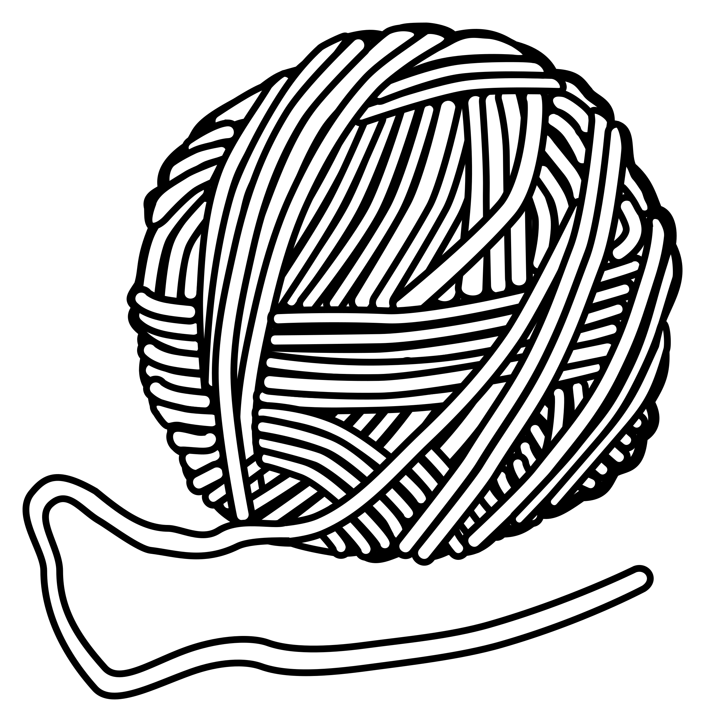 Clipart Wool Lineart - Yarn Black And White, Transparent background PNG HD thumbnail