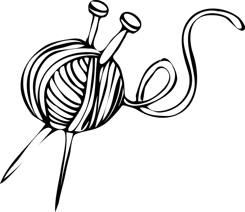 Knitting, Ball, Needles, Yarn - Yarn Black And White, Transparent background PNG HD thumbnail